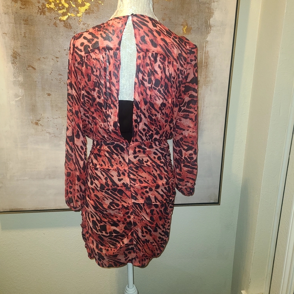 All Saints Red and Black Animal Print Mini Dress - Picture 5 of 10
